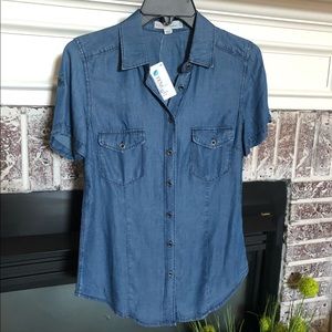Love Tree Denim Button-Down Top
